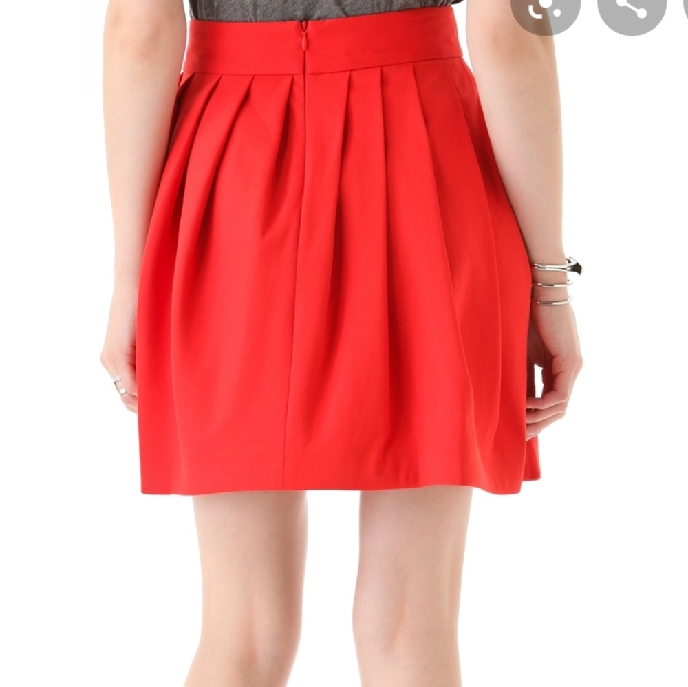 Halston Heritage Pleated Mini Red Skirt 8